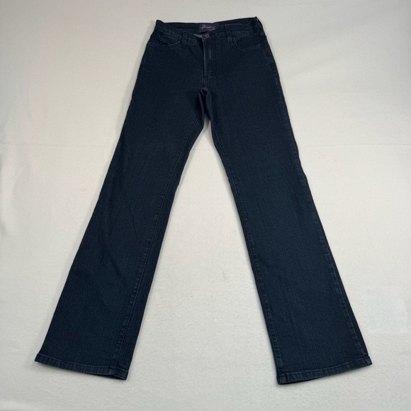 NYDJ Denim - NYDJ Jeans Womens 4 Dark Blue Bootleg Flare Mid Rise Embellished Pocket